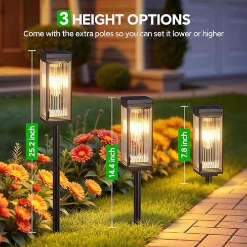 ELECLINK Solar Pathway Lights Outdoor, 8 Pack Upgraded Solar Lights Outdoor Waterproof, Bright Up to 15 Hrs Auto On/Off Garden Light for Yard Patio Lawn Path Walkway Driveway Outside Decor — view 3