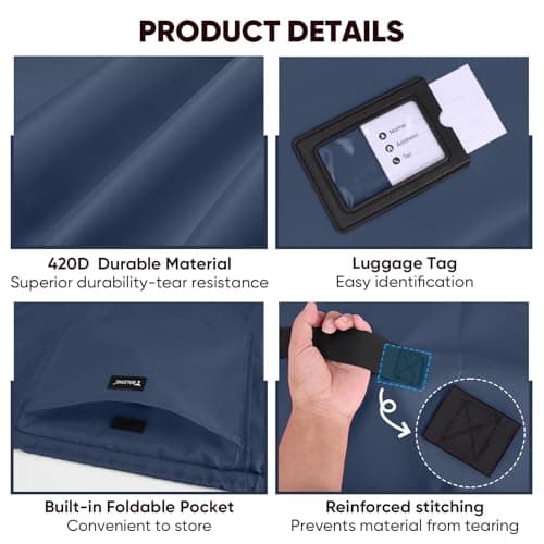 BALEINE Car Seat Travel Bag for Airplane, Water-Resistant Car Seat Bags for Air Travel, Foldable Cover with 3 Handles, Fits Toddler Carseat, Convertible and Booster Seats(Blue) — view 5