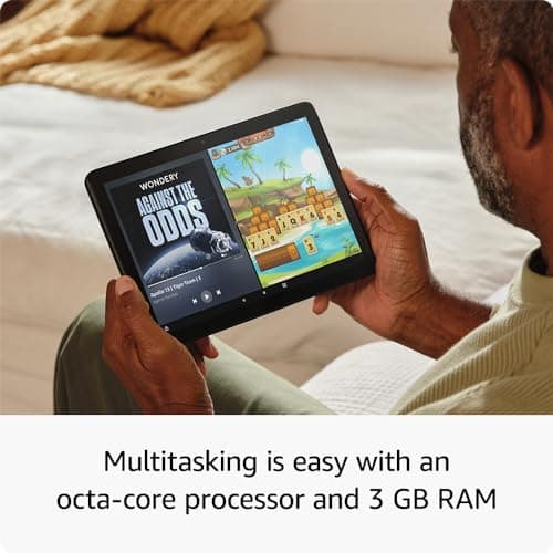 Amazon Fire HD 10 tablet (newest model) built for relaxation, 10.1" vibrant Full HD screen, octa-core processor, 3 GB RAM, 32 GB, Lilac — view 2