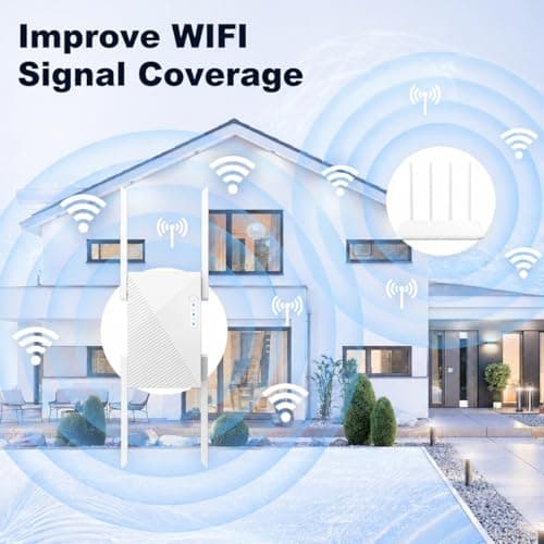 WiFi Extender Signal Booster New Gen 5X Faster Than Ever Signal Amplifier for Home, Longest Range Internet Boosters WiFi Repeater with Ethernet Port Coverage up to 10000 Sq. Ft (White) — view 2