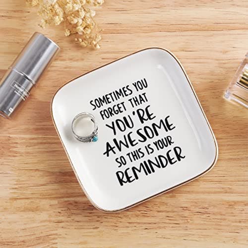 PUDDING CABIN Inspirational Gifts for Women Unique, Birthday Gifts for Women, Sometimes You Forget You're Awesome Ring Dish, Encouragement Gift for Daughter Best Friend Coworker