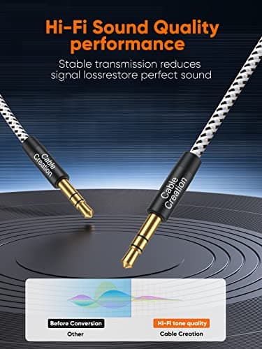 CableCreation Aux Cable (10FT/3M) 3.5 mm Audio Cable Male to Male, 1/8 Input Auxiliary Long Aux Cord for Car Extension Cable for Headphones, Car/Home Stereos, Speaker& More, Black — view 4