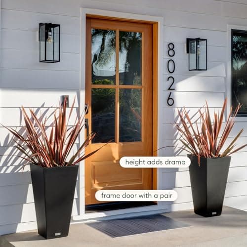 Veradek V-Resin Indoor/Outdoor Taper Planter, Set of 2 (30 inch, Black) — view 3
