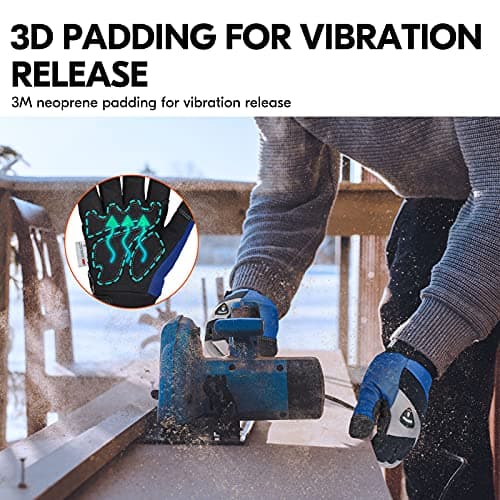 Vgo 1Pair -20℃/-4°F Winter Leather Work Gloves, Cold Weather Waterproof Safety Work Gloves,Cold Storage or Freezer Use,w/3M Thinsulate Lining(M,Black with Gray,SL7721FW) — view 5