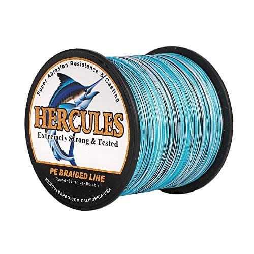 HERCULES Super Cast 500M 547 Yards Braided Fishing Line 60 LB Test for Saltwater Freshwater PE Braid Fish Lines Superline 8 Strands - Blue Camo, 60LB (27.2KG), 0.40MM