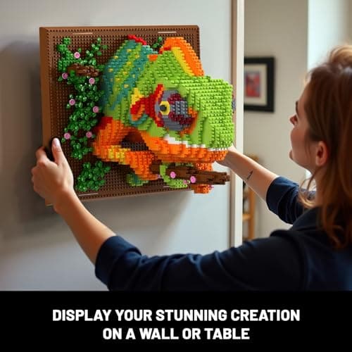 Chameleon Animal 3D Wall Art Micro Mini Building Blocks Set for Adults, Unique Home Wall Decor or Table Display, No Compatible with Lego, Ideal Birthday Christmas Toy Gift for Teens 14+ (2688 PCS) — view 5