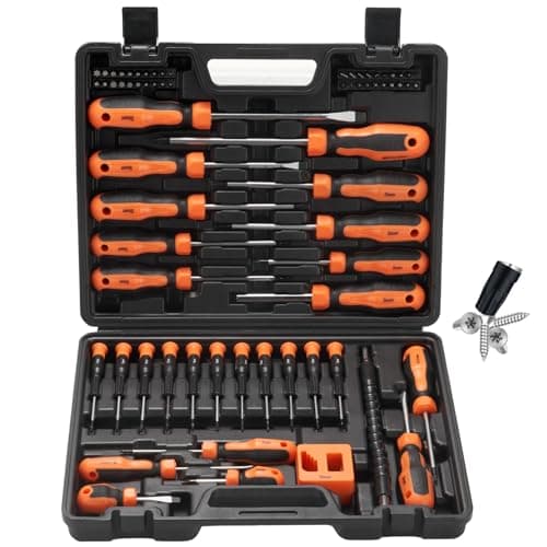 Sinoer Magnetic Screwdrivers Set,Precision Screwdriver Kit, Includes Slotted, Phillips, Torx, Hex, Square, Pozidriv Tools with Case,for Home Improvement & DIY Craft- 70-Piece