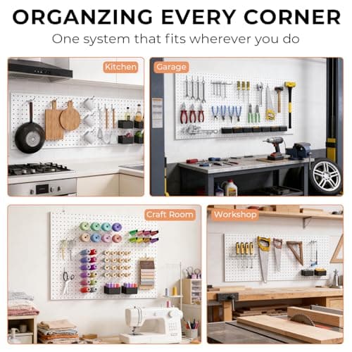 INCLY 278PCS Pegboard Accessories Organizer Kit, Peg Board Hooks Assortment with Bins for Organizing Various Tools, Peg Board Accessory Fit 1/8 or 1/4 inch Pegboard for Hanging Storage — view 6