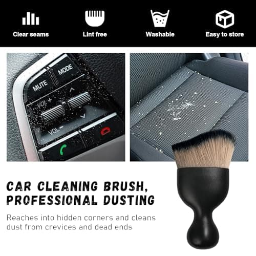 Ziciner Car Detailing Brush, Curved Soft Bristles Auto Removal Dust Collectors, Universal Vehicle Dashboard, Air Conditioner Vents etc Interior Cleaning Tool Accessory (Brown/Black) — view 5