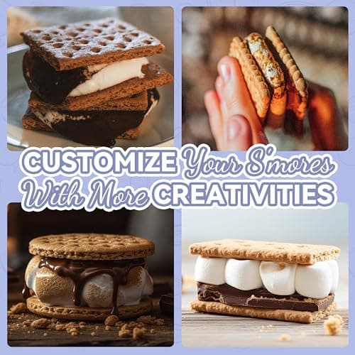 Party Desserts Electric Smores Maker Tabletop Indoor Kit, Indoor Marshmallow Roaster, Smores Station with 4 Compartment Trays & Forks, Great Gift for Adults and Kids in Holidays and Parties (Lavander) — view 5