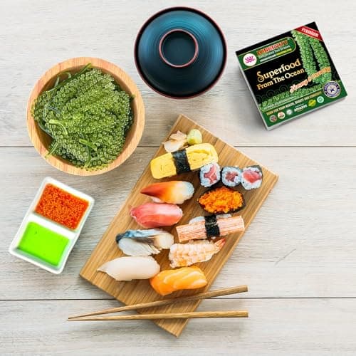 Sea Grapes - Umibudo Green Caviar - Dehydrated, Marinated in Saltwater by LONGEVITY | Enhance Health, Boosting Immune System, Valued Natural Gift from Sea (Original, 6 Packs) — view 4