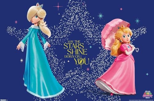 Nintendo The Super Mario Galaxy Movie (2026) - Peach & Rosalina Stars Wall Poster, 34L" x 22.4W", Unframed Version