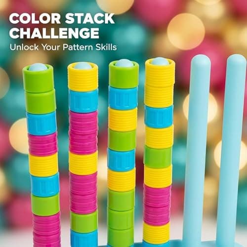 Wooden Color Match Challenge Game, Color Stack Challenge Game,Stacking Game for Family & Adults - Logical Thinking Puzzle with 60+ Challenges Speed & Strategy Game for Game Night