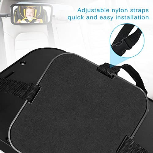 Baby Car Mirror, DARVIQS Car Seat Mirror, Safely Monitor Infant Child in Rear Facing Cars Seat, Wide View Shatterproof Adjustable Acrylic 360°for Backseat, Crash Tested and Certified for Safety — view 6