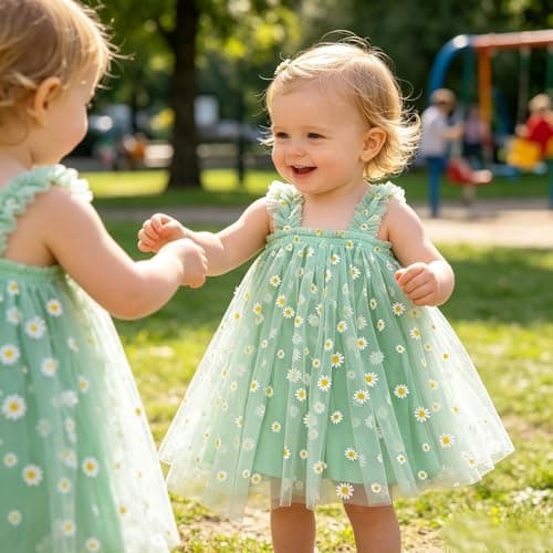 AGQT Toddler Girls Tulle Tutu Dress Sleeveless Kids Princess Birthday Tutu Dresses Formal Party Gowns Light Green Daisy-Lace Size 2-3T — view 4