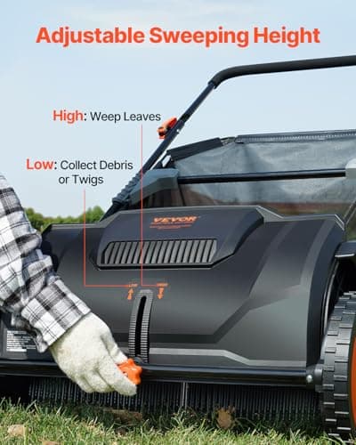 VEVOR Push Lawn Sweeper, 21inch Leaf & Grass Collector, Heavy Duty Thickened Steel Durable to Use with Large Capacity 3.5 cu. ft. Mesh Collection Hopper Bag, 2 Spinning Brushes — view 2