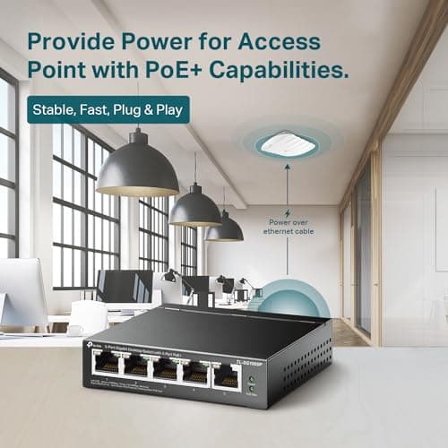 TP-Link 5–Port Gigabit PoE Switch, 4 PoE+ Ports @65W, Fanless, Black (TL-SG1005P) — view 4