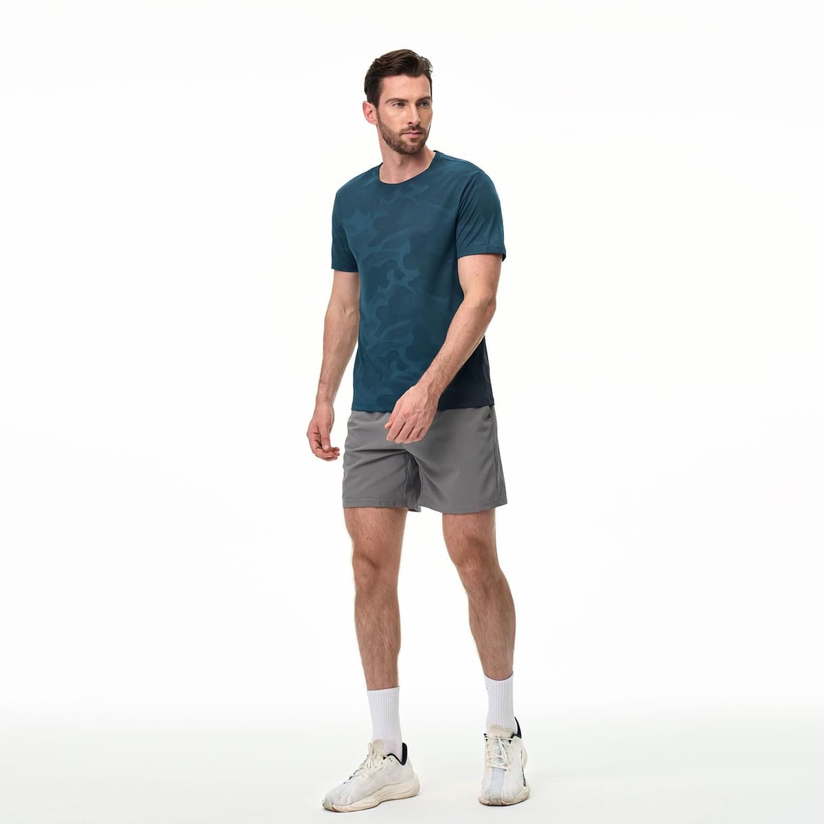 Superora Paquete de 3 camisetas deportivas para hombre, de secado rápido, para correr, entrenamiento, manga corta, malla transpirable con patrón de camuflaje jacquard — view 4