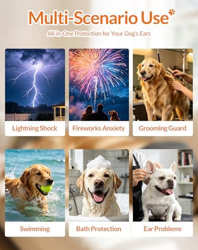 Dog Ear Muffs Noise Protection Firework Thunder, Elastic Dog Ear Wrap with Sound-Blocking Rubber Pads for Noise Cancelling Anxiety Relief, Calming Hood Dog Ear Cover for Grooming Bathing & Swimming, S — view 5