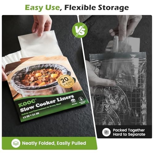 KOOC Slow Cooker Liners, 20 count 13" x 21" Large Size Cooking Bags Fits 3-8 Quart Pots, Disposable Pot Liners Suitable for Oval & Round & Retangular Pot — view 3