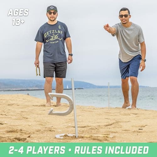GoSports Steel Horseshoes Outdoor Game Set - Official Size and Weight - Gold & Silver — view 4