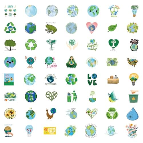 110 Pcs Earth Day Stickers - Waterproof Vinyl Eco-Friendly Stickers for Skateboard, Laptop, Fridge, Phone & Luggage (Assorted Environmental Designs)(Earth Day -110) — view 5