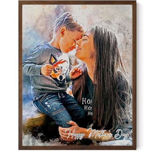 Personalized Family Portrait Wall Art, Custom Mom Watercolor Portrait From Photo, Personalized Family Art, Mother's Day, Birthday Gifts, Grandma Photo Gifts, Custom Canvas For Mom
