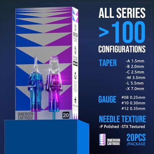CNC Tattoo Cartridge Needles 20Pcs #12(9RL) Standard 0.35mm Round Liner X-Taper Disposable Cartridges with Membrane EN04B-20-1209RL-X — view 3