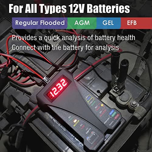 MOTOPOWER MP0514A 12V Digital Car Battery Tester Voltmeter and Charging System Analyzer with LCD Display and LED Indication - Black Rubber Paint — view 4
