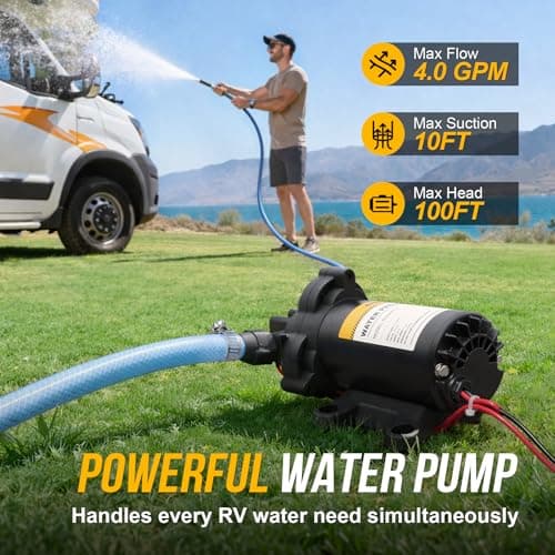 Gidrox 12V RV Water Pump, 4.0 GPM 45 PSI Diaphragm Pump, 12Volt Quiet Fresh Water Pump with Pressure Switch, Self Priming Pressure Pumps for RV Camper Boat Marine Food Truck — view 4