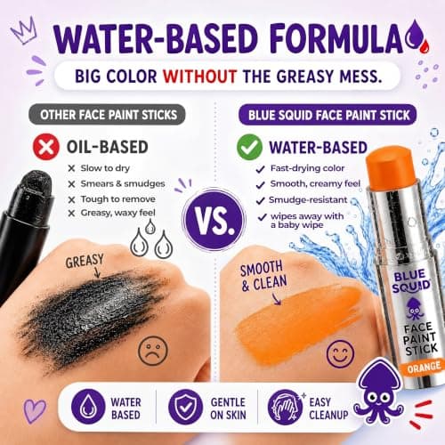Blue Squid Orange Face Paint Stick - Water based Body Paint for Adults & Kids - Vegan Hypoallergenic Twist-Up Non-Toxic Makeup Stick for Cosplay, & SFX (Orange) — view 4