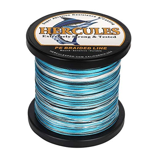 HERCULES Super Cast 500M 547 Yards Braided Fishing Line 100 LB Test for Saltwater Freshwater PE Braid Fish Lines Superline 8 Strands - Blue Camo, 100LB (45.4KG), 0.55MM — view 3