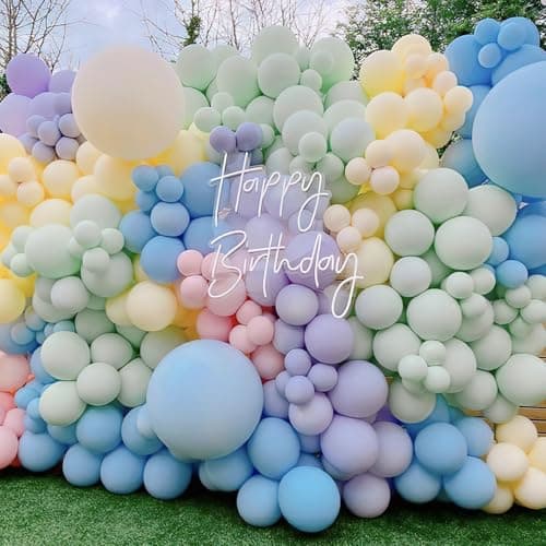 PartyWoo Pastel Balloons 100pcs 12 Inch Pastel Rainbow Latex Balloons for Baby Shower Gender Reveal Engagement Bachelorette Easter Bridal Shower Anniversary Retirement Birthday Party Decorations — view 4