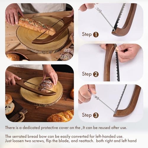 RAPSAKEMOH Bread Knife for Homemade Bread sourdough,Bread slicer for Homemade Bread, Sourdough bread knife, Baguettes and More Cuts Thin,Bow Design Easy to Cutting Even Slices — view 5
