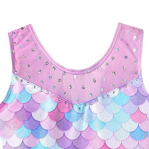 Belovance Leotards for Girls Gymnastics Toddler Dance Biketards Mermaid Unicorn Athletic Dance Wear Shiny Rainbow Blue Hotpink, Mermaid Purple, 2-3T — view 4