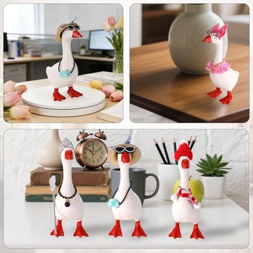 39pcs 7 Inch/17.8 cm Desk Goose Outfits, Mini Porch Goose Accessories with Hat Glasses Scepter Necklace Scarf Fun Clothes Costume Set for Magnetic Table Geese Statue Decor — view 4