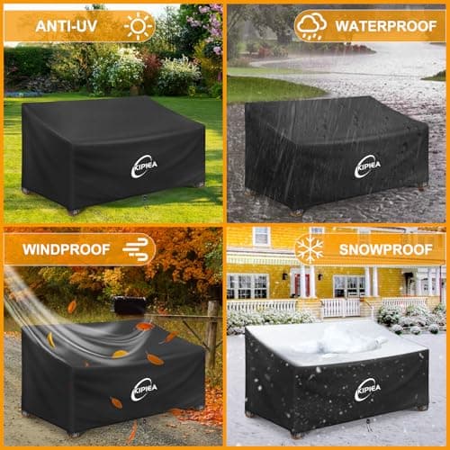 Kipiea Patio Sofa Cover, Heavy Duty 600D Outdoor Couch Cover Waterproof Winter, 2-Seat Patio Furniture Cover Loveseat, Outdoor Sofa Covers with Anti UV and No Tears, No Fading (60" W x 34" D x 31" H) — view 7