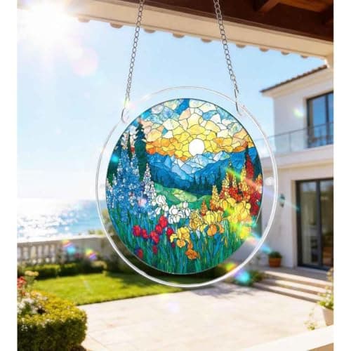 83 Pieces Acrylic Puzzle Suncatcher, Stained Glass Fall Pumpkin Harvest | 7.4 Inch,Durable Acrylic,Easy to Hang,Light Catching,Window Ornament,Home Wall Decor,Perfect Holiday & Daily Gift,art