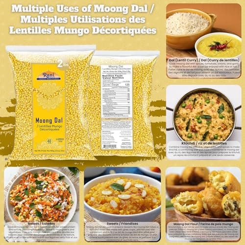 Rani Moong Dal (Split Mung Beans Without Skin) Lentils Indian 32oz (2lbs) 908g ~ All Natural | Gluten Friendly | Non-GMO | Vegan | Indian Origin — view 3