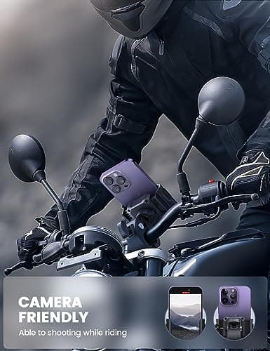 Lamicall Motorcycle Phone Mount Holder - [Camera Friendly] [1s Lock] Bike Phone Holder Handlebar Clamp, Bicycle Scooter Phone Clip, for iPhone 14 15 16 17 Pro Max Plus, 2.4~3.54" Wide Phone, Golf Cart
