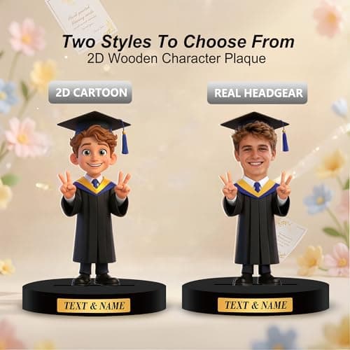 Custom Graduation Figures from Photo, Personalized 2026 Graduation Gifts Decorations, 2D Acrylic Figurine, Posable Figure, for Friends — view 2