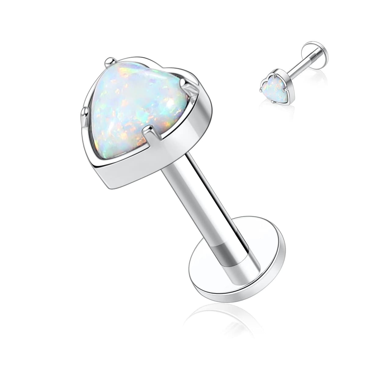 hengkaixuan 16G Titanium Labret Studs - Internally Threaded Flatback - Unisex - Silver - Piercing Jewellery — view 37
