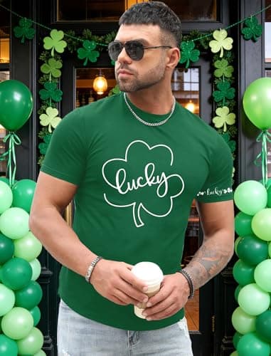 MEESHEEP St Patricks Day Shirt Men Lucky Irish Shamrock Tshirt Green Short Sleeve — view 4