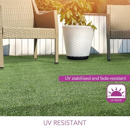 iCustomRug Indoor/Outdoor Turf Carpet & Rugs, Synthetic Grass Artificial Grass for Decks, Patios, Yards, Camping, Boats, Finished Edges with Binding Tape, 6 x 11ft in Lawn Green — view 2