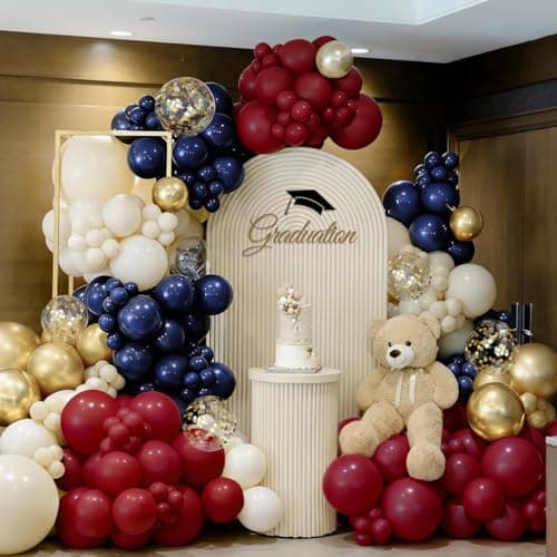 ZHIYAPA Red White and Blue Balloon Garland Arch Kit, 167Pcs Midnight Blue Burgundy Sand White Metallic Gold Balloons for Graduation Birthday Wedding Christmas New Year Party Decor — view 4