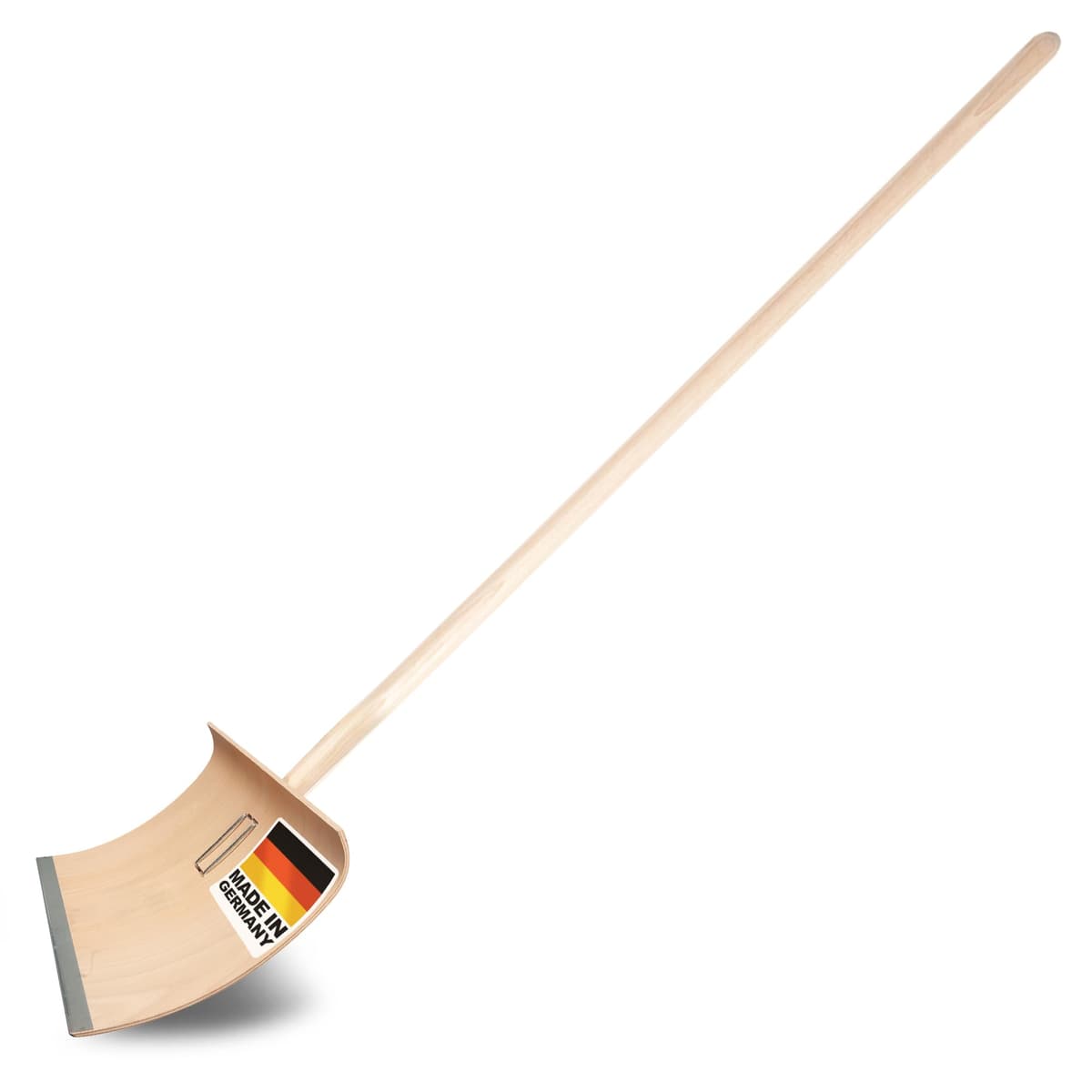 SHW-FIRE Pala quitanieves con pala de 50 cm y mango ovalado de 150 cm, pala con 5 capas de madera contrachapada encolada con borde protector de aluminio, pala de nieve premium con mango de madera de