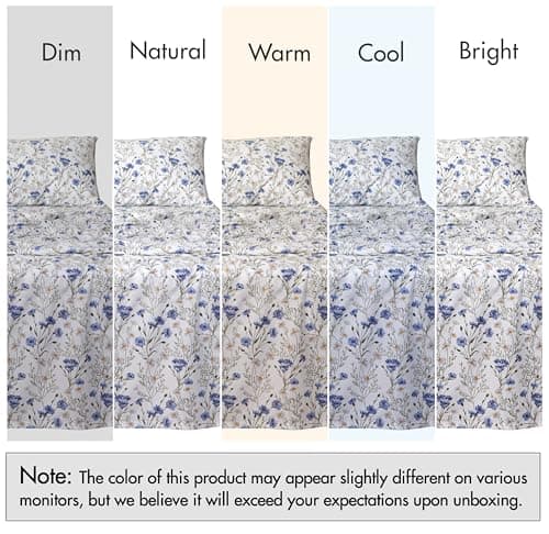 RUVANTI 100% Cotton Percale Sheets Queen Size, Sweet Pea — view 6