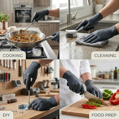 SOFTJOY Black Nitrile Disposable Gloves L - 100 Count – Powder & Latex Free Food Safe, 4 Mil Kitchen Gloves for Food Prep — view 5