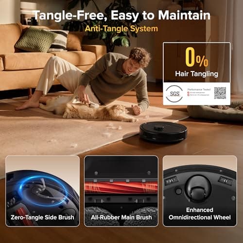 roborock Qrevo S Pro Robot Vacuum and Mop, 18,500Pa Suction, Multifunctional Dock with 167℉ Mop Self-Cleaning, Smart Obstacle Avoidance, Anti-Tangle Brush, Liftable Spinning Mop, Black — view 3