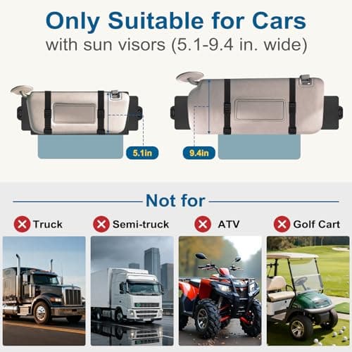 Veharvim Sun Visor Extender for Car (Polarized, UV400, PC Lens, 2 Side Sunshade), Car Visor Extender Sun Blocker, Visor Extender Attachment, Anti-Glare for Safe Driving
